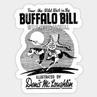 No Background Running on Horseback through The  Desert Buffalo Bill Western Robbery Cowboy Retro Comic Sticker